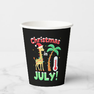 Funny Christmas in July Shirt Santa Giraffe Palm T Paper Cups