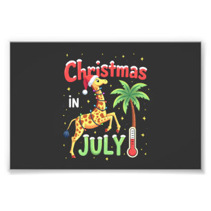 Funny Christmas in July Shirt Santa Giraffe Palm T Photo Print