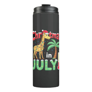Funny Christmas in July Shirt Santa Giraffe Palm T Thermal Tumbler