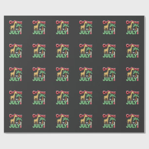 Funny Christmas in July Shirt Santa Giraffe Palm T Wrapping Paper