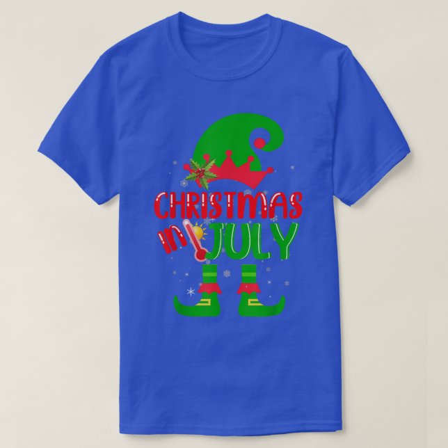 Funny Christmas in July Shirt Summer Elf Santa Xma (Design Front)
