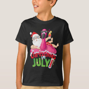 Funny Christmas In July Shirt Summer Flamingo Floa