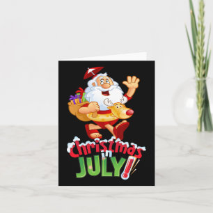 Funny Christmas In July Shirt Summer Reindeer Floa Card