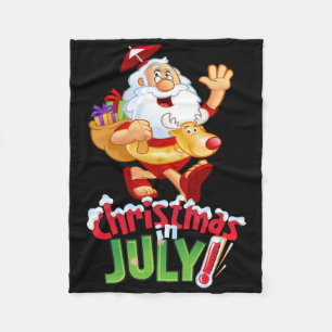 Funny Christmas In July Shirt Summer Reindeer Floa Fleece Blanket