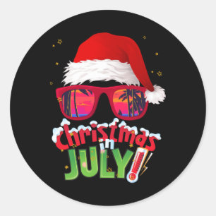 Funny Christmas In July Shirt Summer Santa Sungles Classic Round Sticker