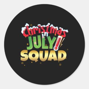 Funny Christmas In July Squad Shirt Summer Group S Classic Round Sticker