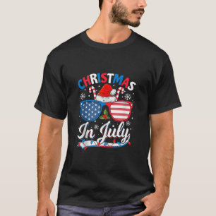 Funny Christmas In July Summer Beach Hawaii Santa T-Shirt
