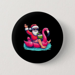 Funny Christmas In July Summer Flamingo Float Xmas 2 Inch Round Button