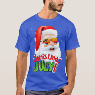 Funny Christmas in July Summer Santa Sunglasses X T-Shirt