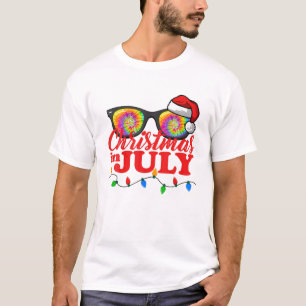 Funny Christmas In July Tie Dye Sunglasses Summer T-Shirt