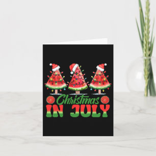 Funny Christmas In July Watermelon Tree Lights Xma Card