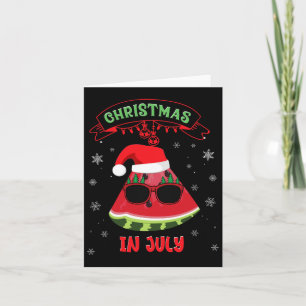 Funny Christmas In July Watermelon Xmas Tree Santa Card