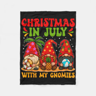 Funny Christmas In July With My Gnomies Gnomes Sum Fleece Blanket