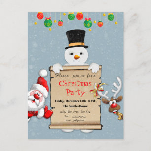 Funny Christmas Invitation for Christmas Party Postcard