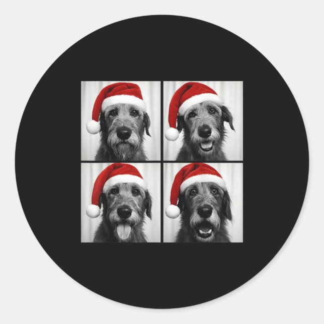 Funny Christmas Irish Wolfhound Santa Dog Lover Ph Classic Round Sticker (Front)