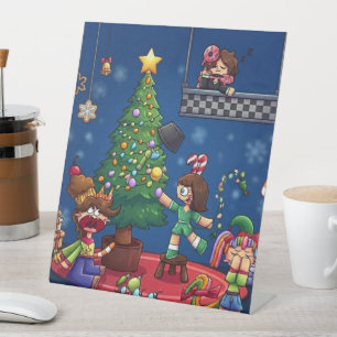 Funny Christmas is Cancelled Chibi Characters Stic Pedestal Sign