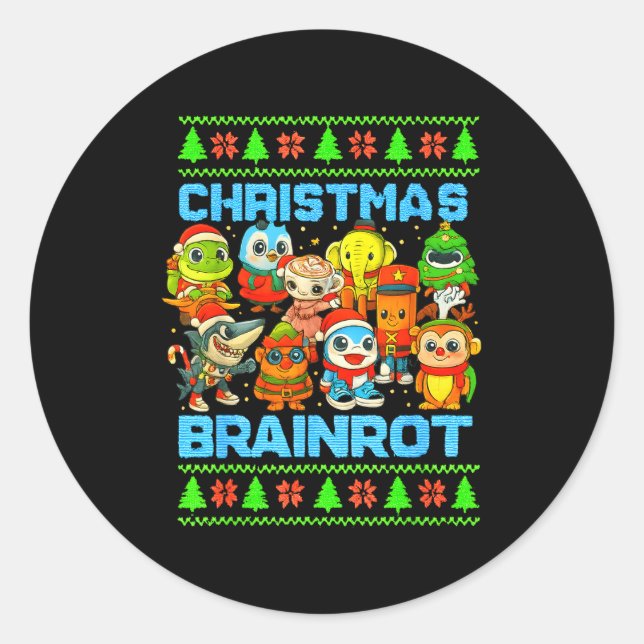 Funny Christmas Italian Brain Rot Italian Brainrot Classic Round Sticker (Front)