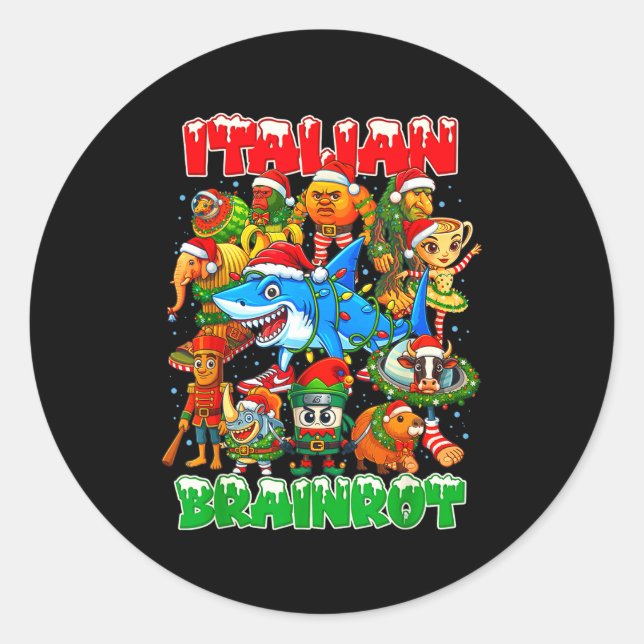 Funny Christmas Italian Brain Rot Italian Brainrot Classic Round Sticker (Front)