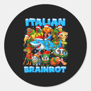 Funny Christmas Italian Brain Rot Italian Brainrot Classic Round Sticker