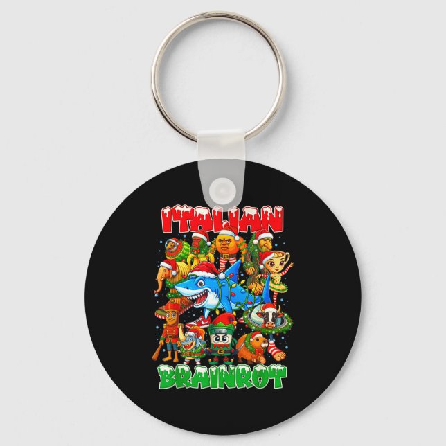 Funny Christmas Italian Brain Rot Italian Brainrot Keychain (Front)