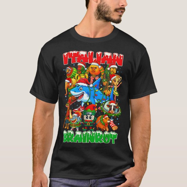 Funny Christmas Italian Brain Rot Italian Brainrot T-Shirt (Front)