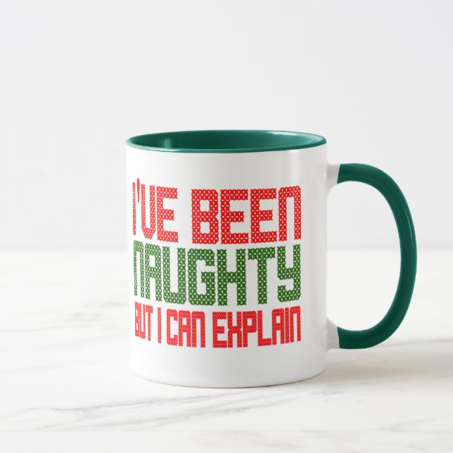 Funny Christmas I've Been Naughty Cross Stitch Mug (Right)
