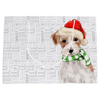 Funny Christmas Jack Russell Terrier Dog Large Gift Bag
