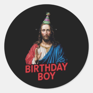 Funny Christmas Jesus Birthday Boy Classic Round Sticker