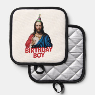 Funny Christmas Jesus Birthday Boy Pot Holder
