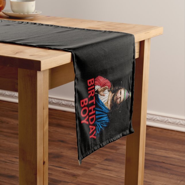 Funny Christmas Jesus Birthday Boy  Short Table Runner (In Situ)