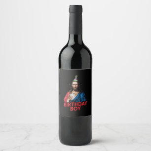 Funny Christmas Jesus Birthday Boy  Wine Label