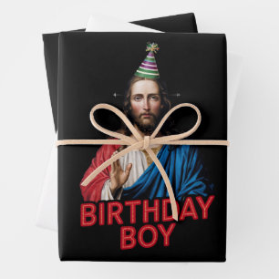 Funny Christmas Jesus Birthday Boy Wrapping Paper Sheet