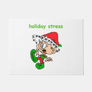 Funny Christmas Joke Cute Elf Holiday Stress Doormat
