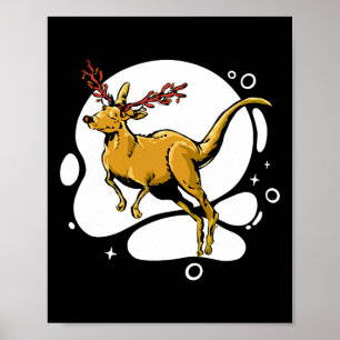 Funny Christmas Kangaroo Reindeer Australia Men Wo Poster