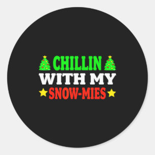 Funny Christmas Kids Christmas Pajamas Girls Boys Classic Round Sticker