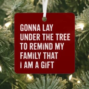 Funny Christmas Lay Under The Tree Xmas Gifts Metal Ornament