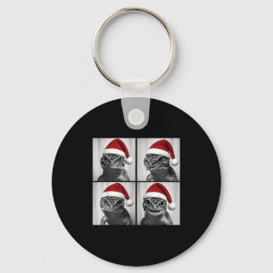 Funny Christmas Leopard Gecko Santa Photo Booth Keychain