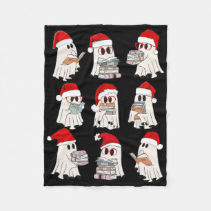 Funny Christmas Library Teacher Fleece Blanket