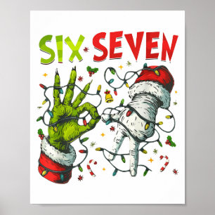 Funny Christmas Lights 6 7 Meme Six Seven Matching Poster
