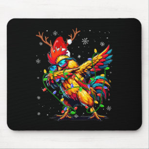 Funny Christmas Lights Chicken Santa Dabbing Xmas Mouse Pad