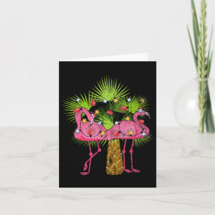 Funny Christmas Lights Flamingos Summer Christmas  Card