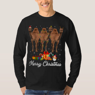 Funny Christmas Lights Xmas Pajama Camel Animals L T-Shirt