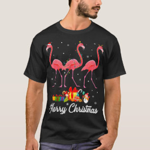Funny Christmas Lights Xmas Pajama Flamingo Animal T-Shirt