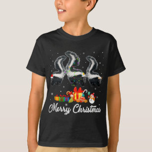 Funny Christmas Lights Xmas Pajama Skunk Animals L T-Shirt