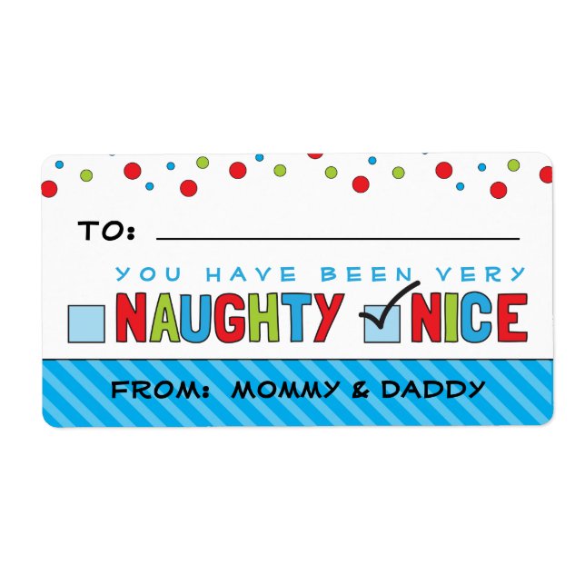 Funny Christmas List Naughty or Nice Gift Stickers (Front)