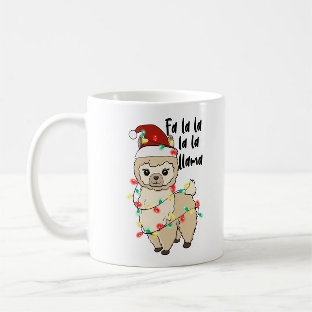 Funny Christmas Llama Coffee Mug (Left)