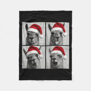 Funny Christmas Llama Santa Photo Booth Fleece Blanket