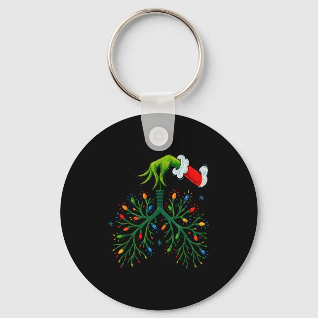 Funny Christmas Lungs Lights Art – Rt Holiday  Keychain (Front)