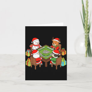 Funny Christmas Mahjong Santa Snowman Elf Reindeer Card
