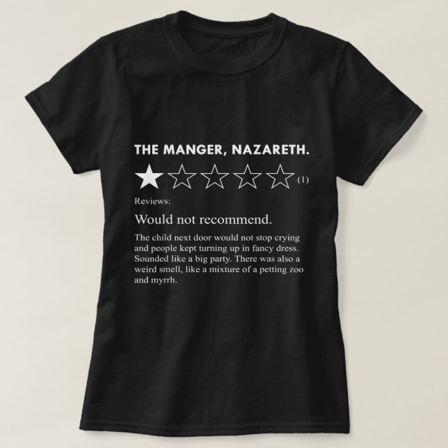 Funny Christmas Manger Baby Jesus Sarcasm Sarcasti T-Shirt (Design Front)